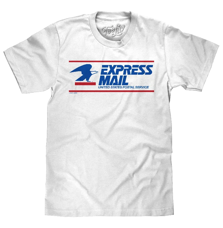 Men's short-sleeve subtle soft-trendy-bright-slim-azure top-United States Postal Service Express Mail T-Shirt - White