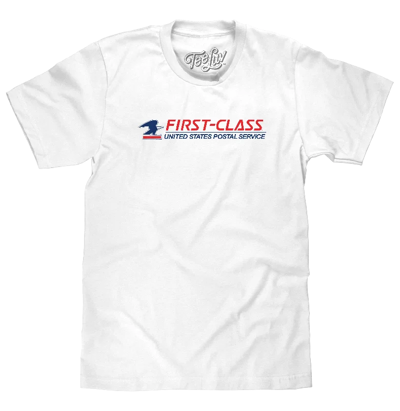 Men's short-sleeve trendy bright-deep-rally top-USPS First-Class Mail Logo T-Shirt - White