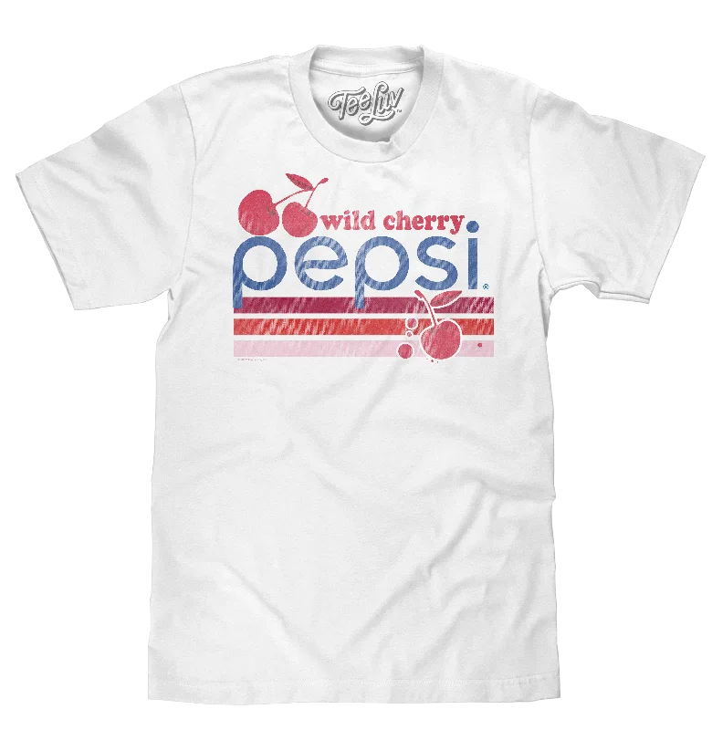 Men's short-sleeve vibrant tropical-retro-wide-orange top-Vintage Wild Cherry Pepsi Logo T-Shirt - White