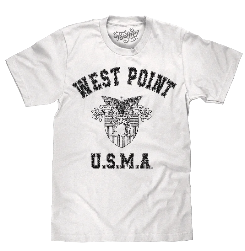 Men's short-sleeve classic muted-fresh-modern-smooth-side-pocket shirt-West Point U.S.M.A T-Shirt - White